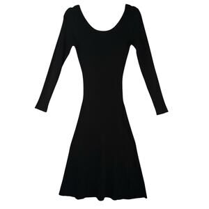 Whyte Valentyne Black Ribbed Knit Low Scoop Back Dress Women’s Size 10 Emo Goth